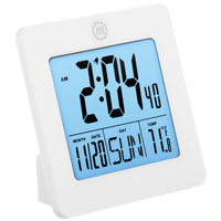 Desktop Clock, Digital, Battery Operated, 3.6" W x 1.5" D x 3.6" H, White OP596 | SCN Industrial