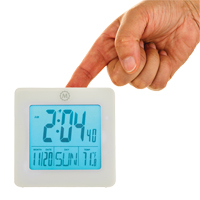 Desktop Clock, Digital, Battery Operated, 3.6" W x 1.5" D x 3.6" H, White OP596 | SCN Industrial