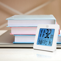 Desktop Clock, Digital, Battery Operated, 3.6" W x 1.5" D x 3.6" H, White OP596 | SCN Industrial