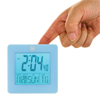 Desktop Clock, Digital, Battery Operated, 3.6" W x 1.5" D x 3.6" H, Blue - Marathon CL030050BL