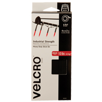 Industrial Strength Fastener Tape, Hook & Loop, 4' x 2", Adhesive, Black - Velcro Companies 90593C
