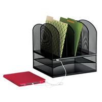Organisateur de bureau avec alimentation USB Onyx - Safco 3233BL