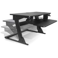 Poste de travail assis-debout Goya, Mod&egrave;le de bureau, 21" h x 35-2/5" la x 24" p, Noir - Horizon Seating SSW02