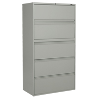 Classeur lat&eacute;ral, Acier, 5 tiroirs, 36" la x 19-1/4" p x 66-5/9" h, Gris - Offices To Go MVL1936P5 GRY