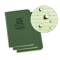 Petit carnet de notes, Couverture souple, Vert, 24 Pages, 3-1/4" , 4-5/8" - Rite In The Rain 971FX-M