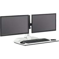 Soar Sit/Stand Electric Desk with Dual Monitor Arm, Desktop Unit, 37-1/4" H x 27-3/4" W x 22" D, White - Safco 2193WH