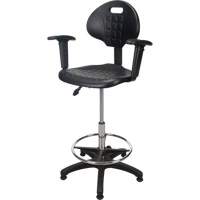 Tabouret ergonomique robuste avec accoudoirs r&eacute;glables, Stationnaire, Ajustable Hauteur, Capacit&eacute; 250 lb - KLETON 