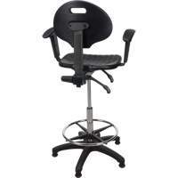 Tabouret ergonomique robuste avec accoudoirs r&eacute;glables, Stationnaire, Ajustable Hauteur, Capacit&eacute; 250 lb - KLETON 