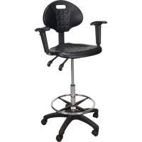 Heavy-Duty Ergonomic Stool with Adjustable Arm Rests & Nylon Stem Casters, Mobile, Adjustable Height, 250 lbs. Capacity - KLETON 