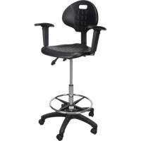 Heavy-Duty Ergonomic Stool with Adjustable Arm Rests & Nylon Stem Casters, Mobile, Adjustable Height, 250 lbs. Capacity - KLETON 
