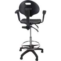 Heavy-Duty Ergonomic Stool with Adjustable Arm Rests & Nylon Stem Casters, Mobile, Adjustable Height, 250 lbs. Capacity - KLETON 