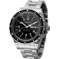 Tr&egrave;s grande montre automatique avec jour/date avec bracelet en acier inoxydable, Num&eacute;rique, &agrave; piles, 46 mm, Argent - Marathon WW194021SS-0109