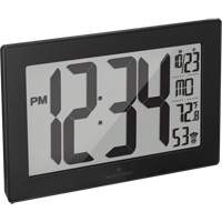 Horloge murale &agrave; r&eacute;glage et ajustement automatiques avec support, Num&eacute;rique, &agrave; piles, Noir - Marathon CL030068-BK-BS-NA