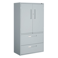 Multi-Stor Cabinet, Steel, 3 Shelves, 65-1/4" H x 36" W x 18" D, Grey - Offices To Go 9336-5MSL GRY