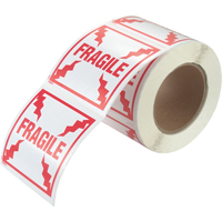 &eacute;tiquettes pour traitement sp&eacute;cial Fragile, 4" lo x 4" la, Rouge/blanc - Incom Top Tape & Label 1087