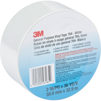 Ruban en vinyle &agrave; usage g&eacute;n&eacute;ral 764, 48 mm (2") la x 32,9 m (108') lo, Blanc - 3M 764-2X36-WHT