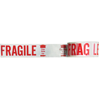 Ruban imprim&eacute; bilingue – Fragile ce c&ocirc;t&eacute; en haut, Rouge/blanc -  