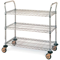 Standard-Duty Utility Carts, Stainless Steel, 18" x 39" x 30", 500 lbs. Capacity - Metropolitan Wire MW704