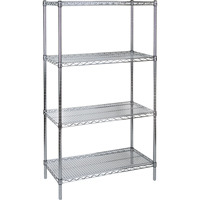 Heavy-Duty Chromate Wire Shelving, 4 Tiers, 48" W x 63" H x 18" D - KLETON 