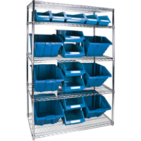 &eacute;tag&egrave;re robuste en treillis m&eacute;tallique avec bacs de rangement, Tiers 5, 48" la x 74" h x 24" p - KLETON 