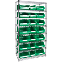 Heavy-Duty Wire Shelving Unit with Storage Bins, 8 Tiers, 36" W x 74" H x 18" D - KLETON 