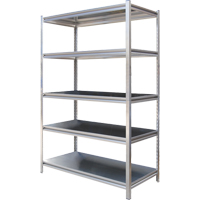 Stainless Steel Solid Rivet Shelving, Stainless Steel, Bolted, Starter, 36" W x 72" H x 18" D - Vestil LWSS-1836
