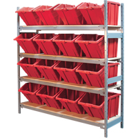 Wide Span Shelving with Jumbo Plastic Bins, Steel, Boltless, Starter, 66" W x 72" H x 18" D - KLETON 