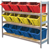 &eacute;tag&egrave;res larges avec bacs g&eacute;ants en plastique, Acier, Sans boulons, De base, 66" la x 60" h x 18" p - KLETON 