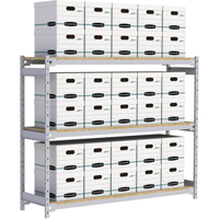 Wide Span Record Storage Shelving, Steel, 3 Shelves, 72" W x 18" D x 60" H - Metalware 