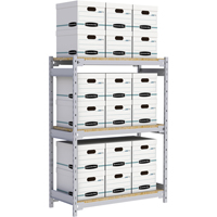Wide Span Record Storage Shelving, Steel, 3 Shelves, 42" W x 18" D x 60" H - Metalware 