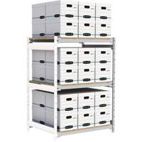 Wide Span Record Storage Shelving, Steel, 3 Shelves, 42" W x 32" D x 60" H, Add-On Kit - Metalware 