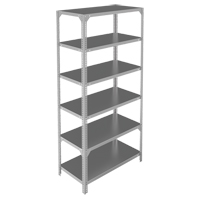 Shelving Unit, Galvanized Steel, Slotted Angle, Starter, 48" W x 72" H x 12" D - Metalware 