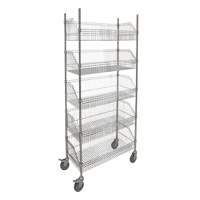 Chariot &agrave; tablette avec panier en treillis, Tiers 5, 48" la x 80" h x 24" p - KLETON 