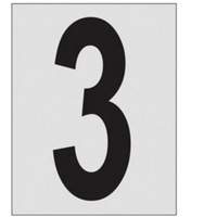 Reflective Individual Number and Letter Labels, 3, 1" H, Black on Silver - Brady 5900-3