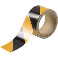 Reflective Marking Tape, 2" x 15', Acrylic, Black and Yellow - Brady 76308