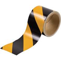 Reflective Marking Tape, 3" x 15', Acrylic, Black and Yellow - Brady 76312