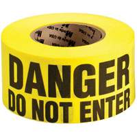 Re-Pulpable Barricade Tape, English, 3" W x 135' L, 3 mils, Black on Yellow - Brady 91087