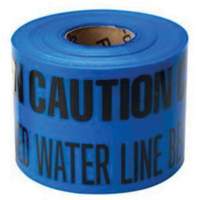 Ruban d'avertissement de danger souterrain Buried Water Line Identoline, 6" la x 1000' lo, Noir sur bleu - Brady 91298