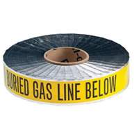 Ruban d'avertissement de danger souterrain Gas Line Identoline, 2" la x 1000' lo, Noir sur jaune - Brady 91600