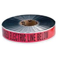 Ruban d'avertissement de danger souterrain Electric Line Identoline, 2" la x 1000' lo, Noir/rouge - Brady 91601