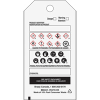 OTS WHMIS Self-Laminating Tag, Vinyl, Sheet, 3-3/4" L x 5" W - Brady 09672