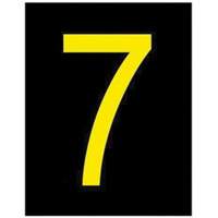Reflective Individual Number and Letter Labels, 7, 2-1/2" H, Yellow on Black - Brady 5000-7