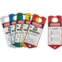 Labeled Lockout Hasps, Blue/Green/Red/Silver/Yellow - Brady 65975