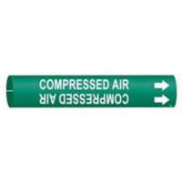 "Compressed Air" Pipe Marker, Snap-On, 13/16" H x 13/16" W, White on Green - Brady 4033-A