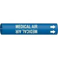 Marqueur de tuyau Medical Air, &agrave; pression, 2" h x 2" la, Blanc/bleu - Brady 4096-C