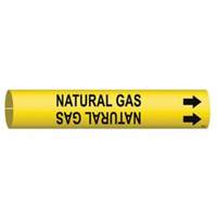 "Natural Gas" Pipe Marker, Snap-On, 7/8" H x 7/8" W, Black on Yellow - Brady 4097-B