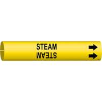 "Steam" Pipe Marker, Snap-On, 2-13/16" H x 2-13/16" W, Black on Yellow - Brady 4129-D