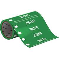 "Water" Roll Form Pipe Markers, Self-Adhesive, Cuttable H x 8" W, White on Green - Brady 41482