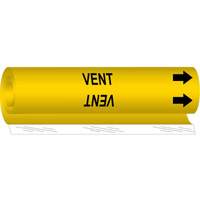 Marqueur de tuyau Vent, Enveloppant, 9" h x 8" la, Noir sur jaune - Brady 5781-I