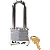 Series 3 Safety Padlock, White, Keyed Different, Laminated Steel, 1-9/16" Width - Master Lock 3LHWHT